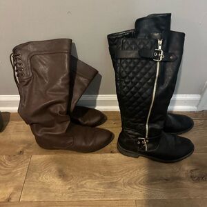 Stylish Black and Brown Quilted Women's Boots